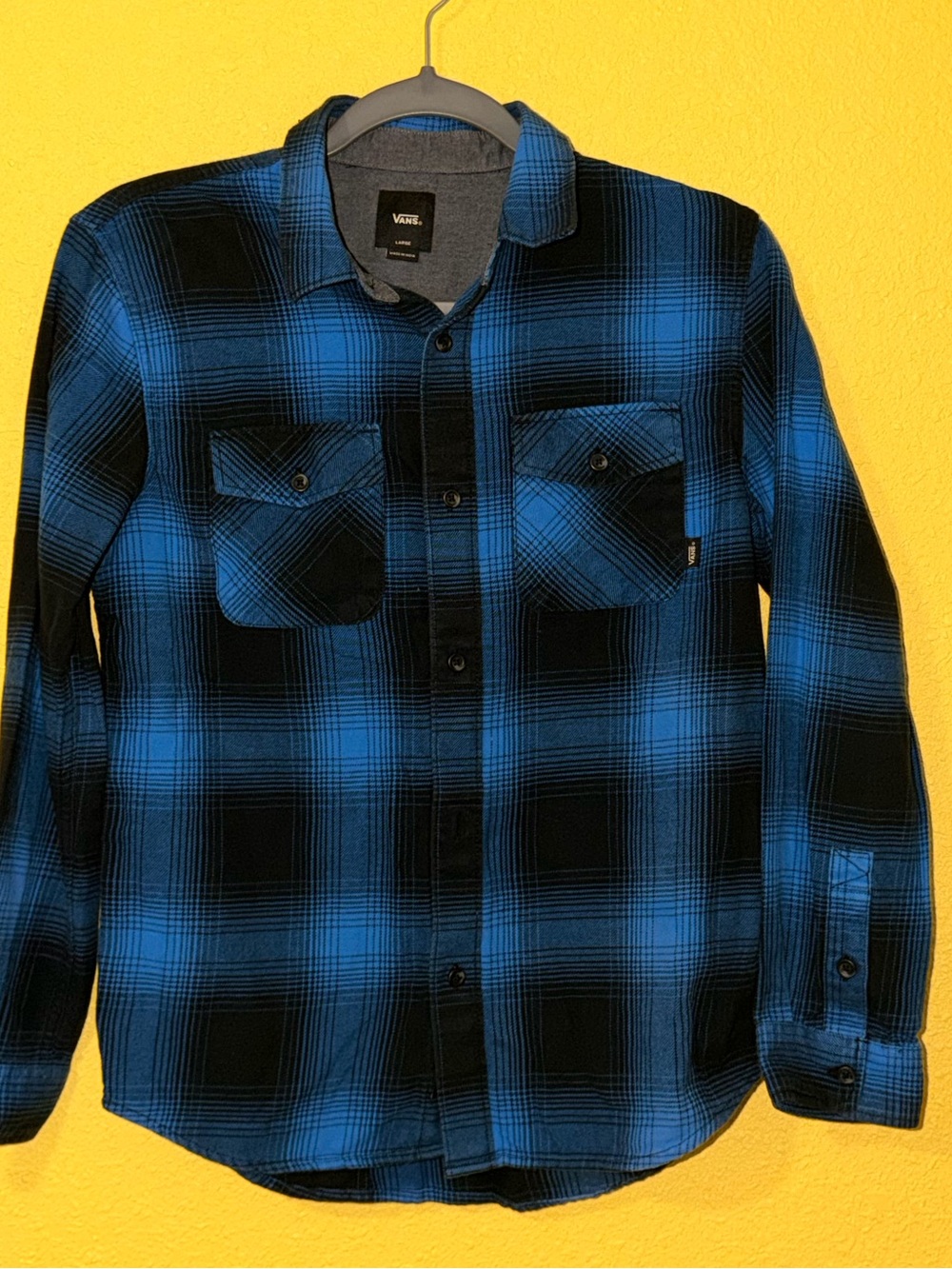 Vans Blue & Black Plaid Button-Down Shirt